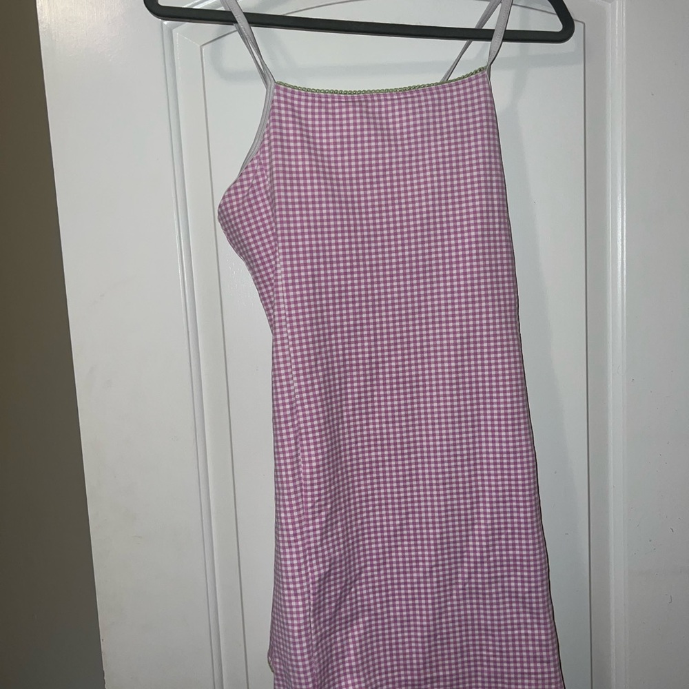 Pink Gingham Slip Dress
